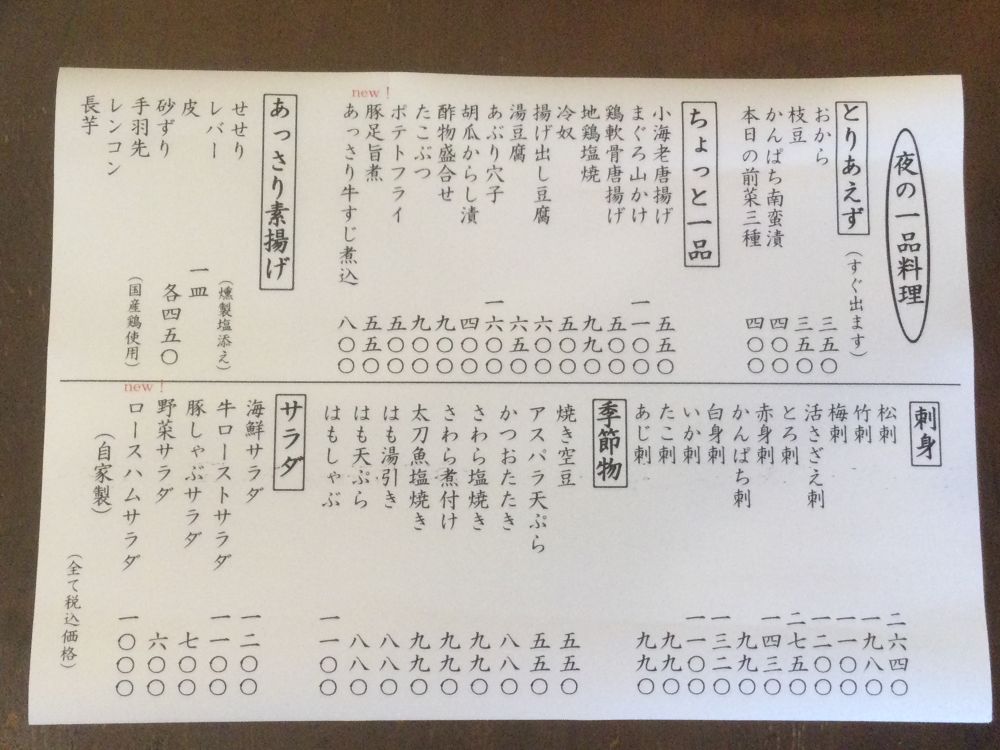 夜の一品料理