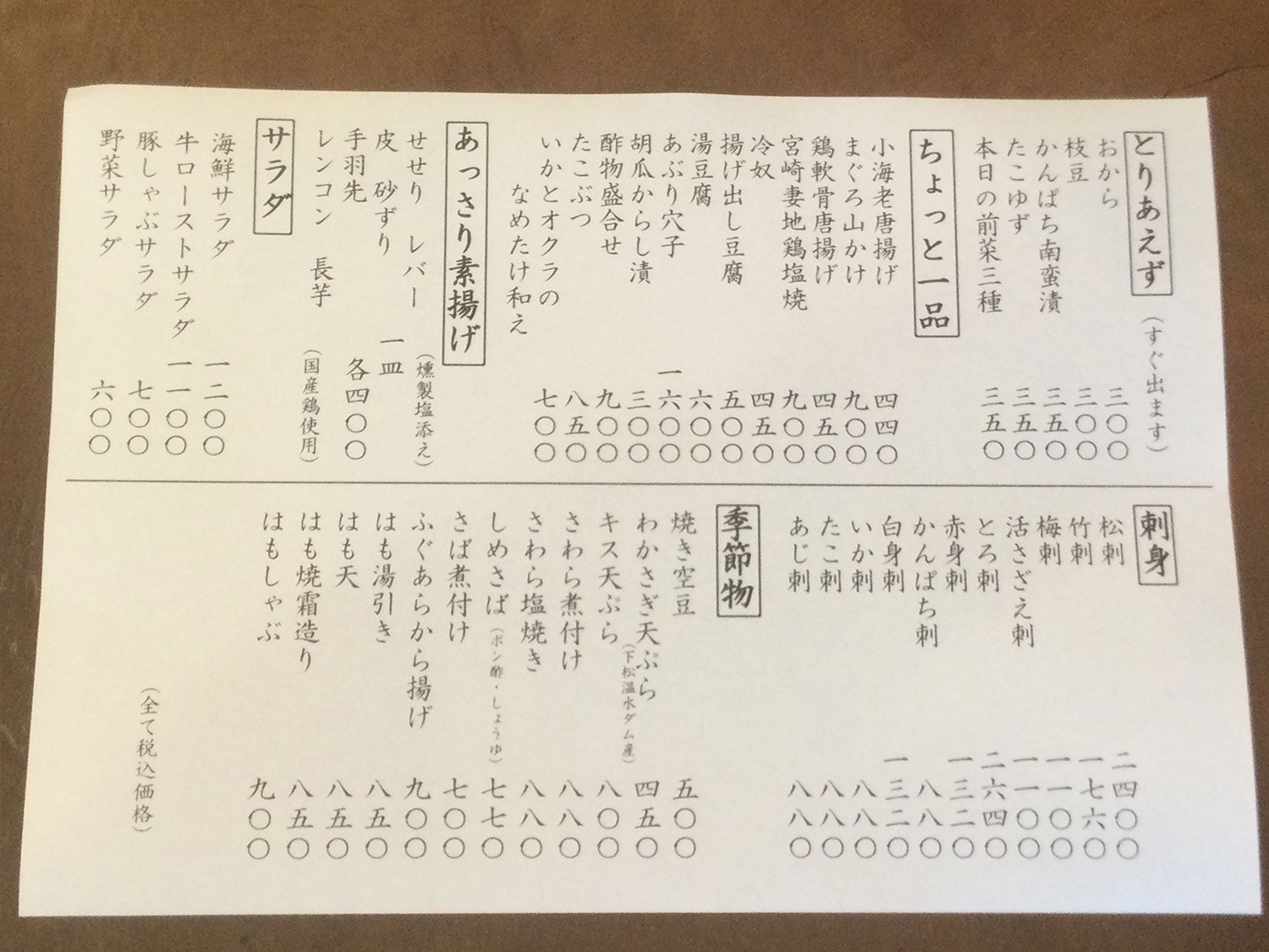 夜の一品料理