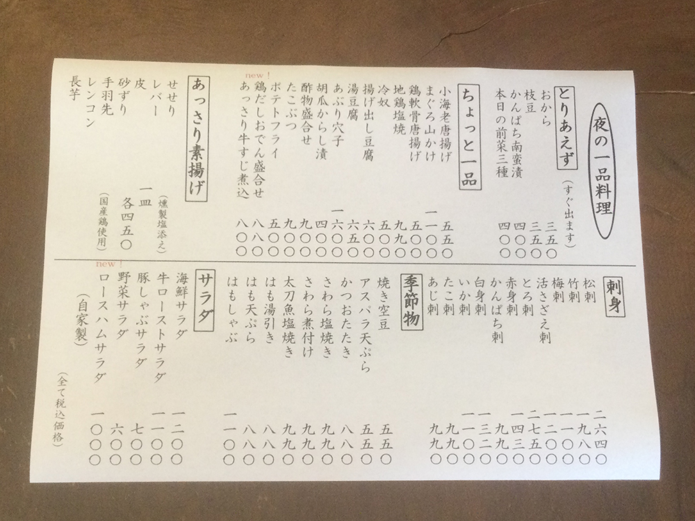 夜の一品料理