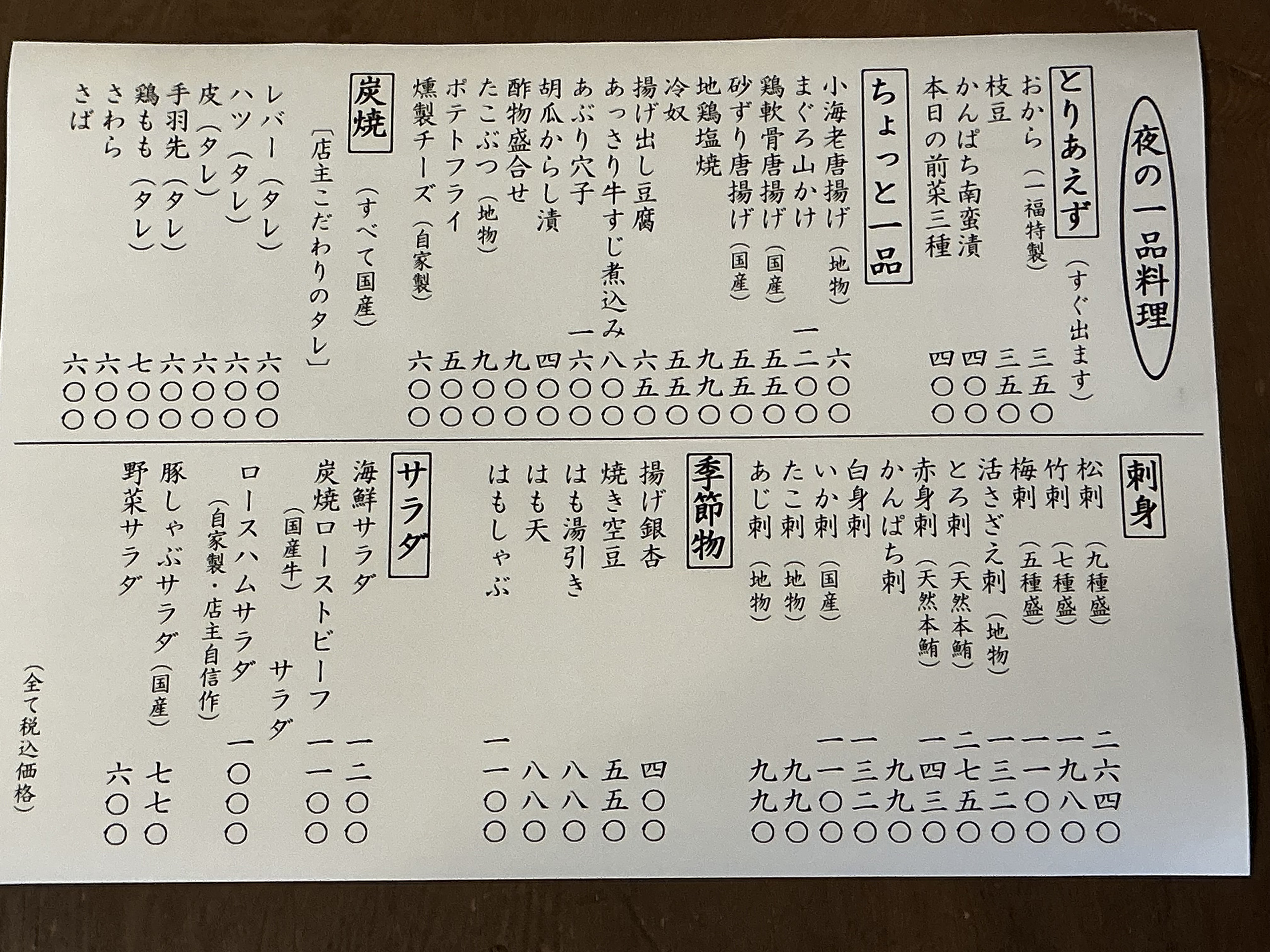 夜の一品料理