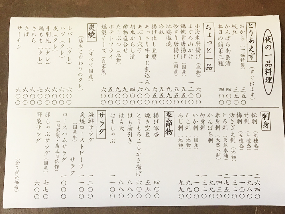 夜の一品料理