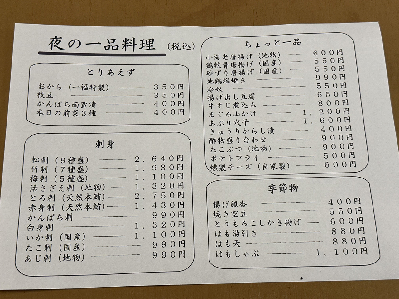 夜の一品料理