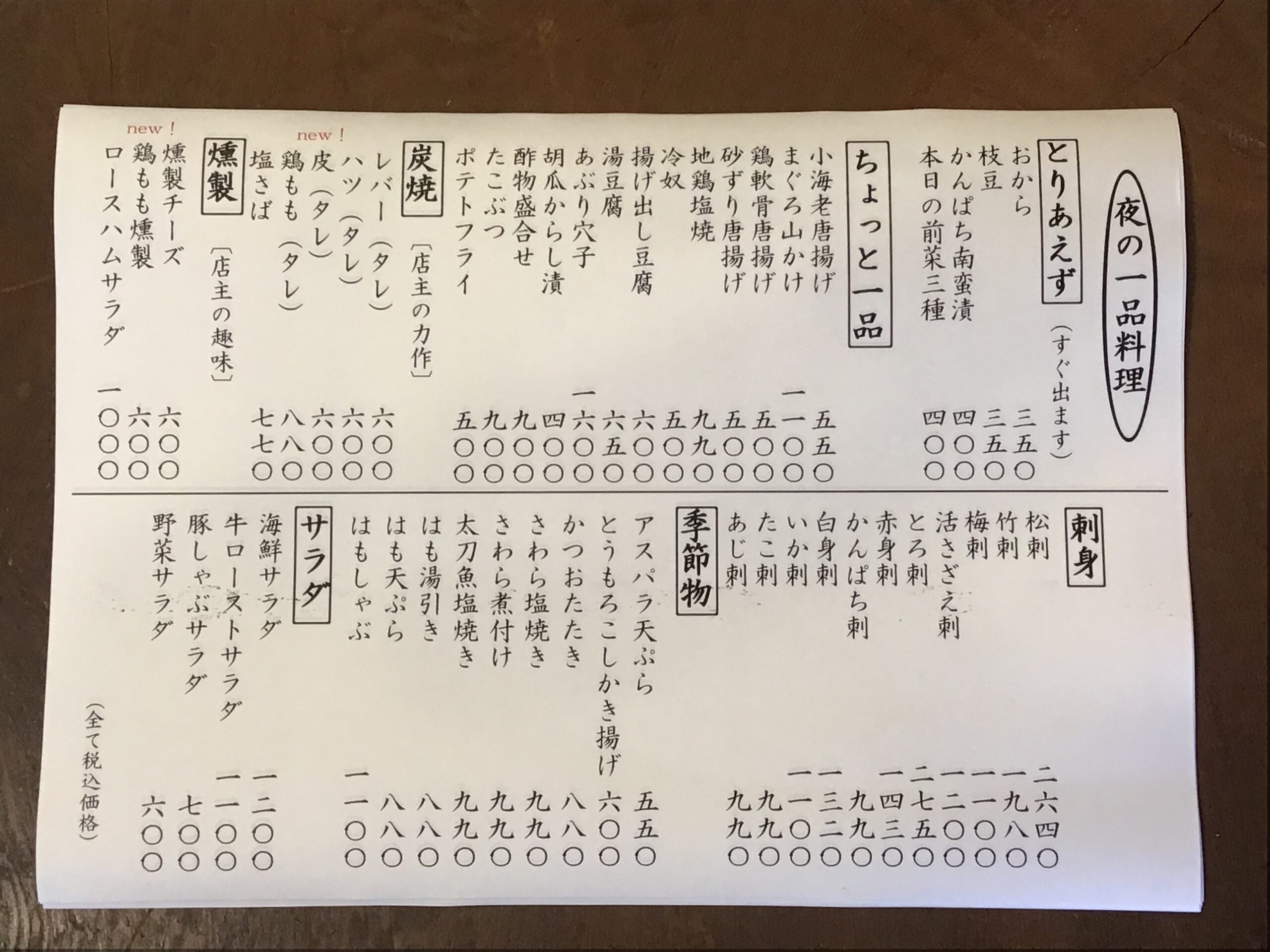 夜の一品料理